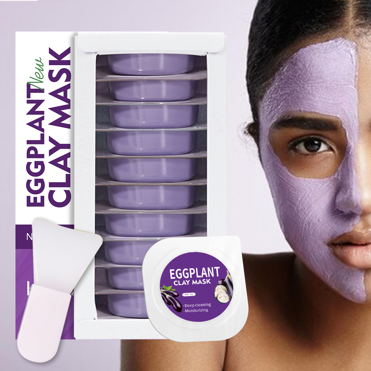 Bentonite Clay Mask - 5g/0.17oz*10 Eggplant clay mud mask deep