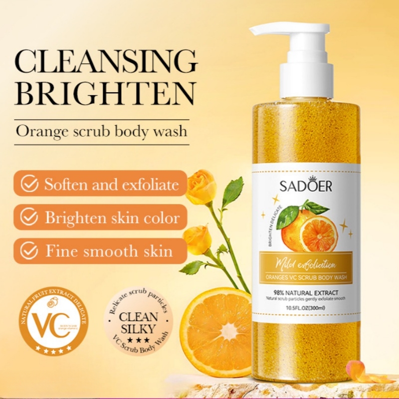 Skincare Ingredients - 300ml Orange Body Scrub Shower Gel,